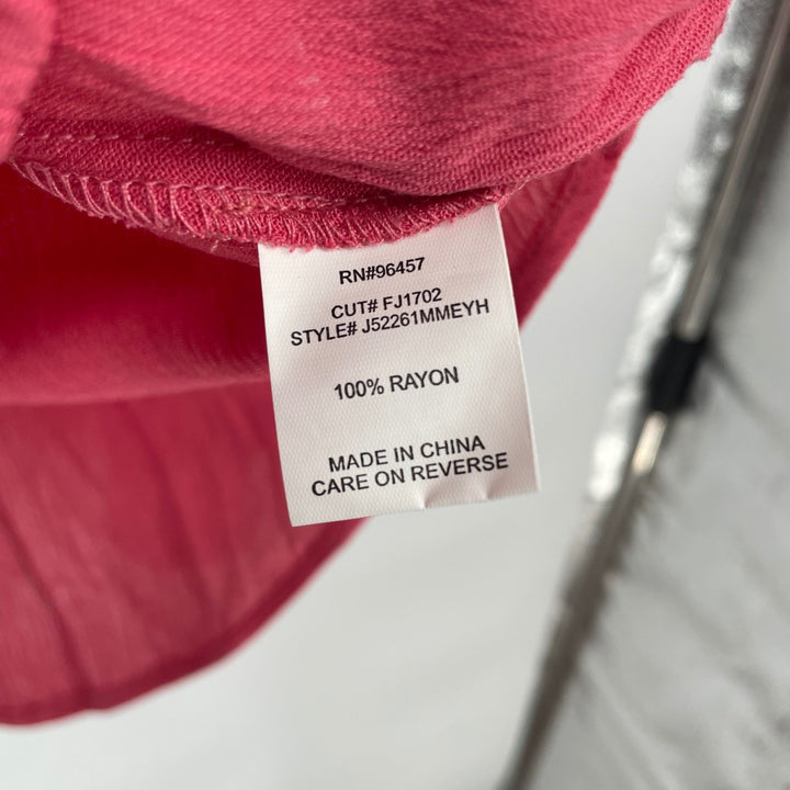 Eyeshadow Pink Crochet Trim Wrap V Neck Bell Sleeve Blouse Top Size S