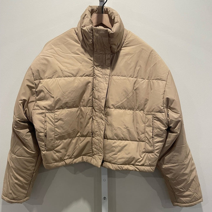 The Fifth Label Tan Cropped Puffer Jacket Size M