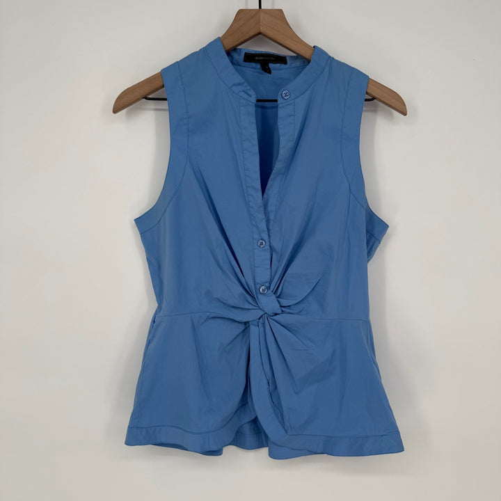 BCBGMAXAZRIA Sleeveless Top Knot Front Blouse Light Chambray Blue Size M