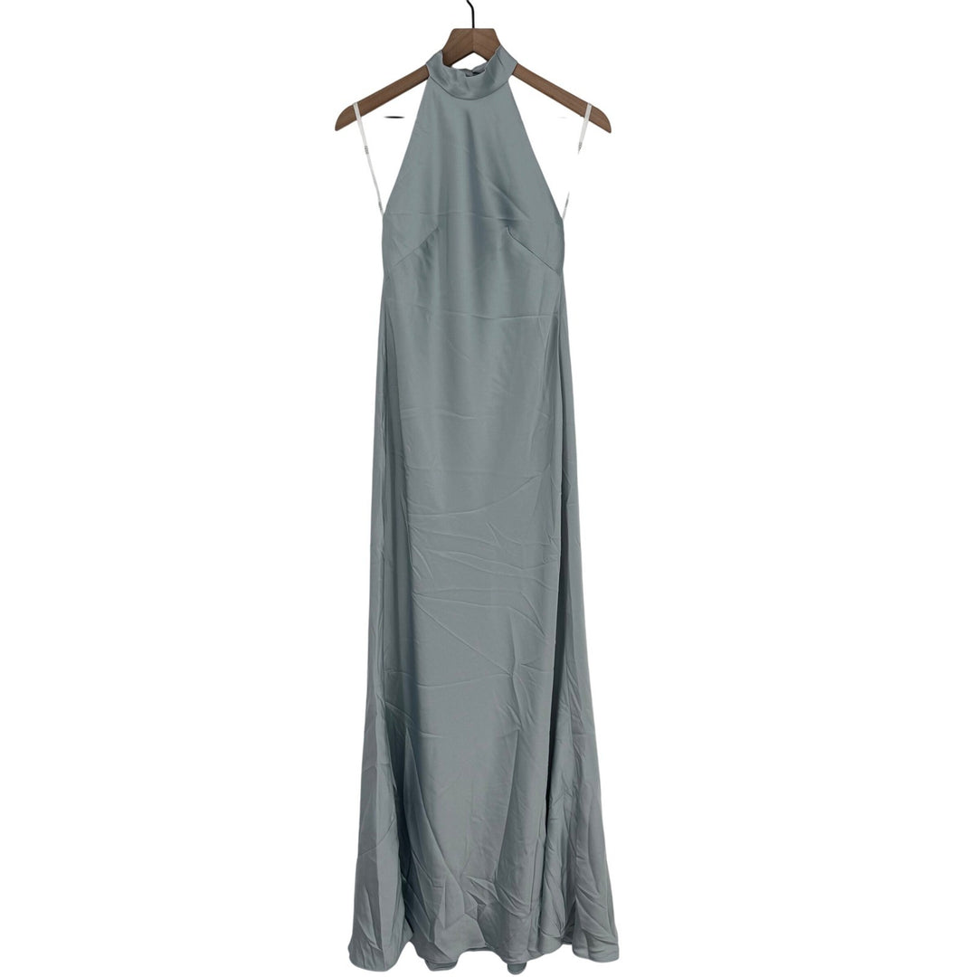 Social Scarf The High-Neck Halter Maxi Slip Dress In Mist Size S