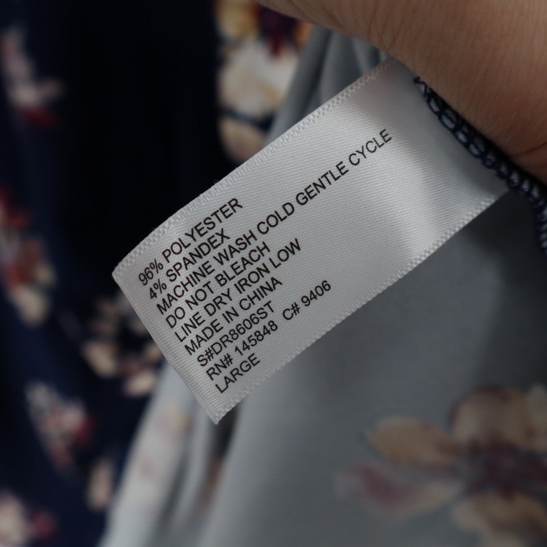 French Grey Murphy Brushed Knit Dress Navy Floral Print Size L