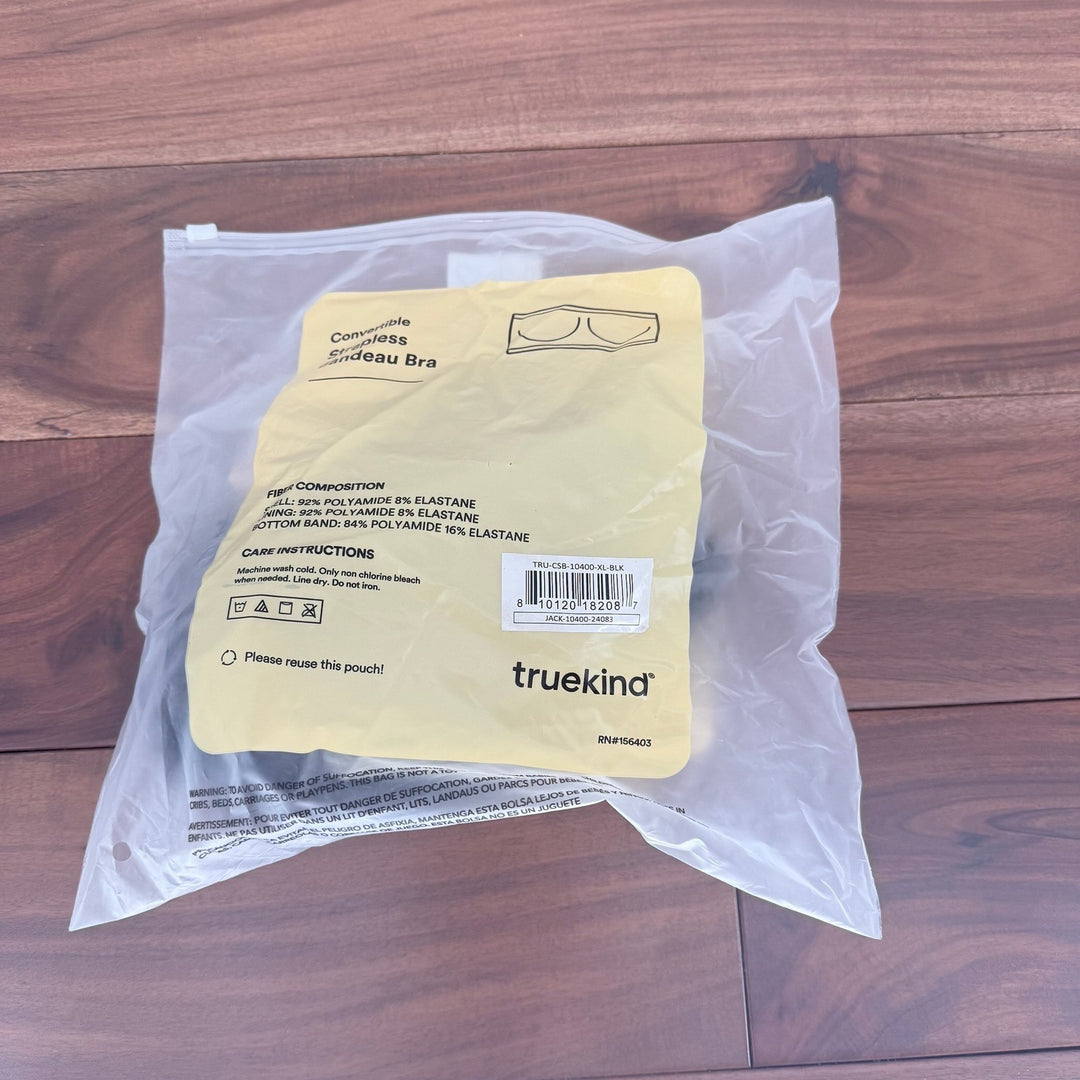 Truekind Convertible Strapless Bandeau Bra Black XL