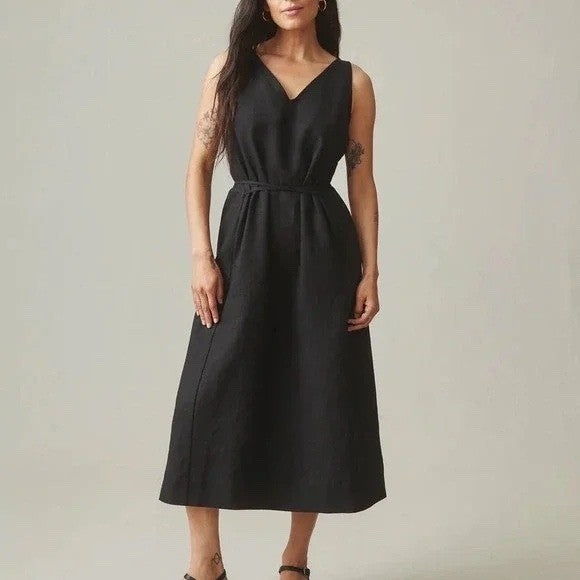 American Giant Black Linen Sleeveless Maxi Dress Size S