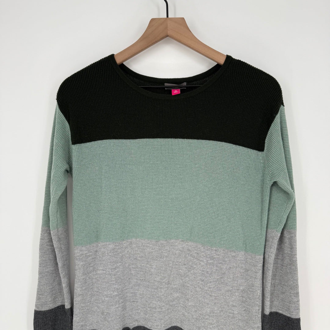 Vince Camuto Colorblock Waffle Knit Long Sleeve Pocket Tunic Sweater XS