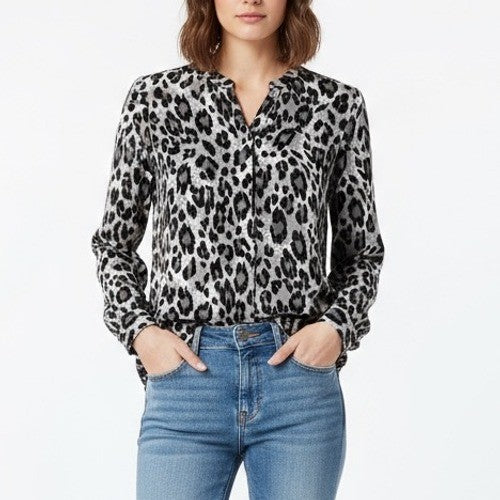Joie Hanelle Leopard Print Silk Button Down Shirt Blouse Top XS