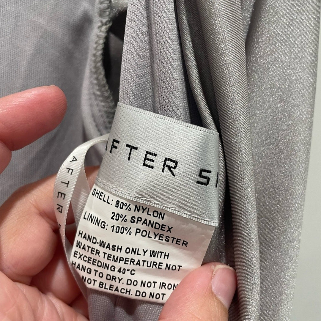 After Six Draped Stretch Satin Maxi Dress With Built-In Capelet Size S