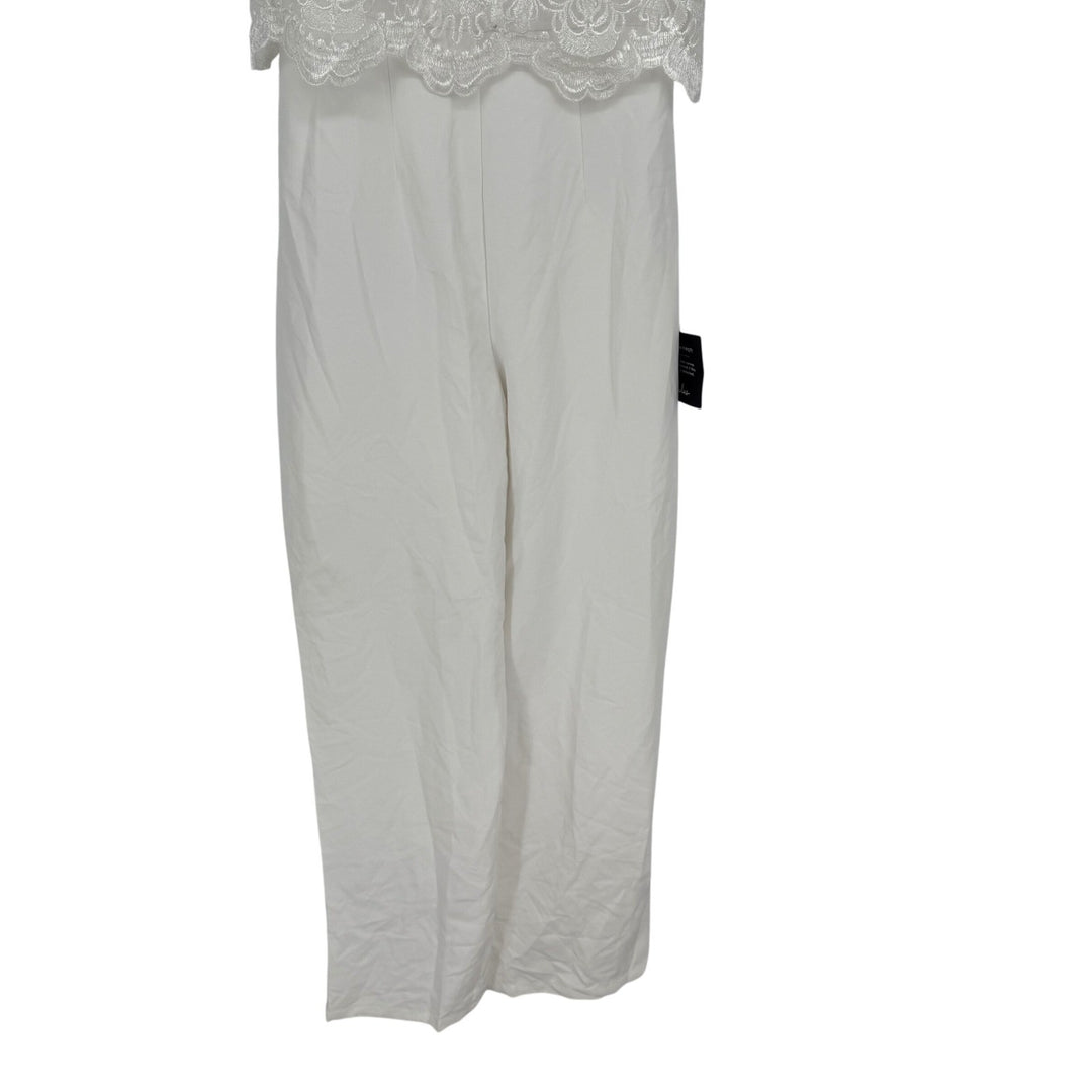 Lulus Exquisite Posture White Floral Embroidered Tiered Jumpsuit Size S