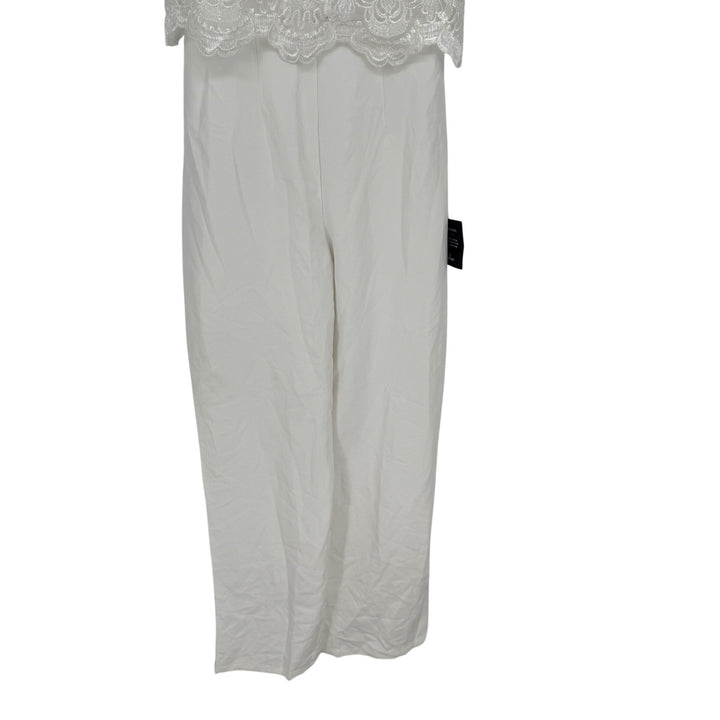 Lulus Exquisite Posture White Floral Embroidered Tiered Jumpsuit Size S