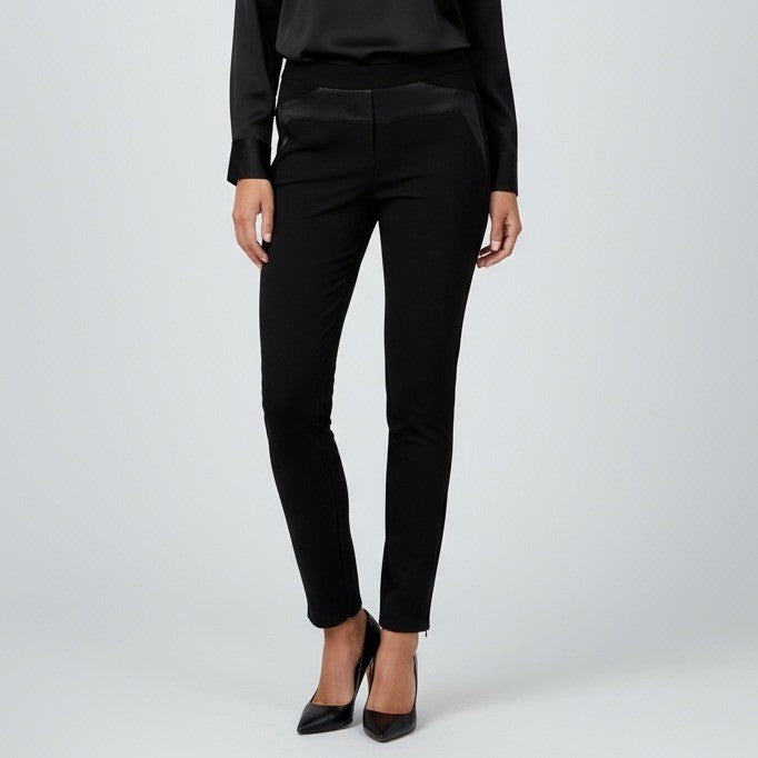 Halston Heritage Black Ponte Knit Tuxedo Ankle Zip Pants - Size 6