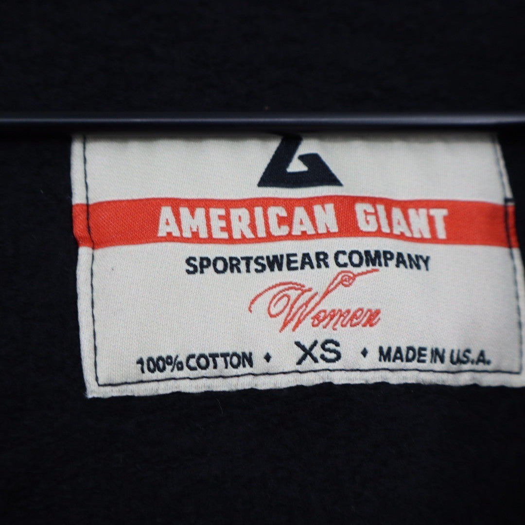 American Giant Womens Black Full Zip Hoodie Sweatshirt XS 100 Cotton Made in USA