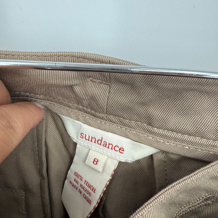 Sundance Relaxed Fit Pleated Tencel Pants Women's Size 8 Tan Casual