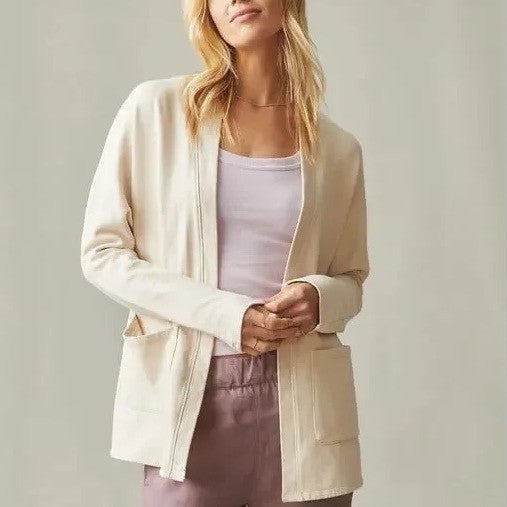 American Giant Shawl Collar Cardigan Beige Cotton Made in USA Size M