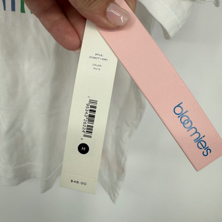 Bloomies Rainbow Graphic T-Shirt White Short Sleeve Top Made in USA Women's M