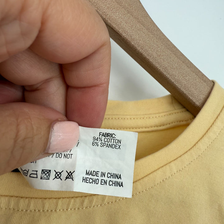 Alphalete Cropped Tee Shirt Womens Large Beige Logo Cotton Stretch Everyday Wear