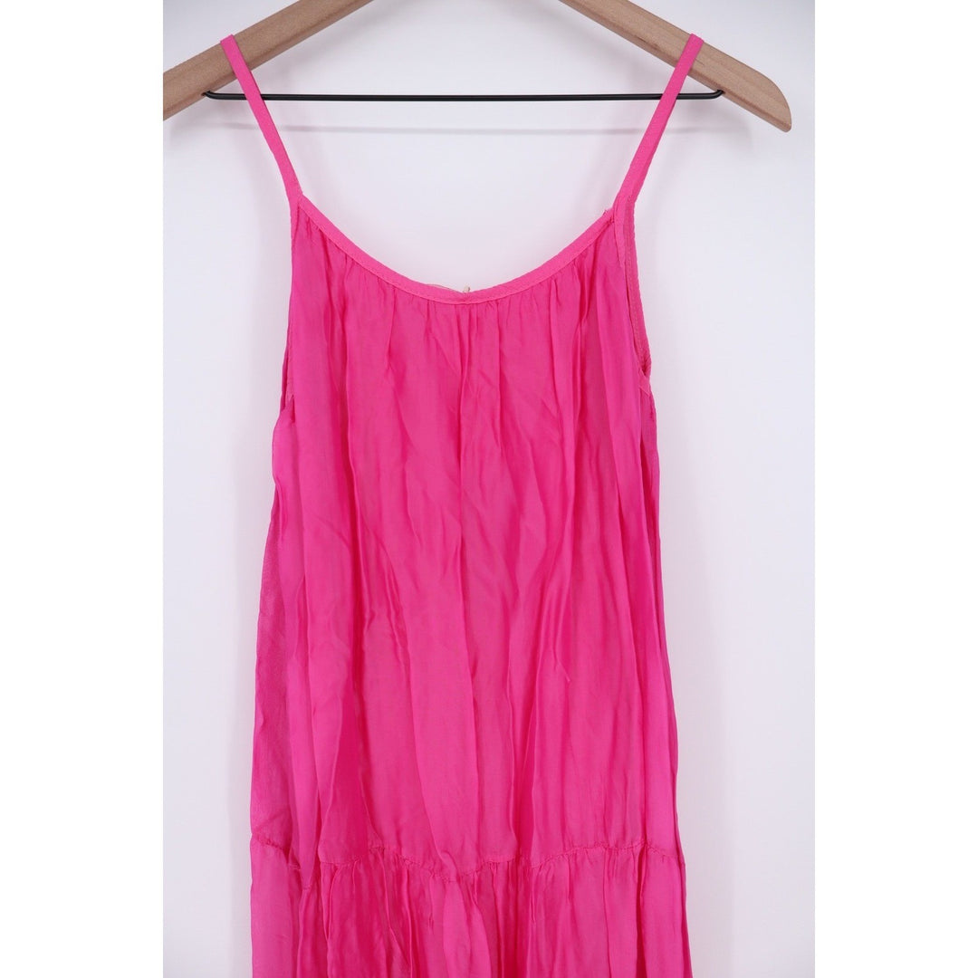 Bellambra Made in Italy Fuchsia Silk Blend Tiered Maxi Dress Size M