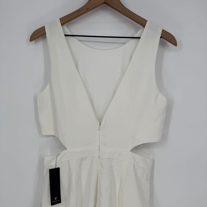 Lulus Moments To Remember White Sleeveless Wide-Leg Cutout Jumpsuit Size M