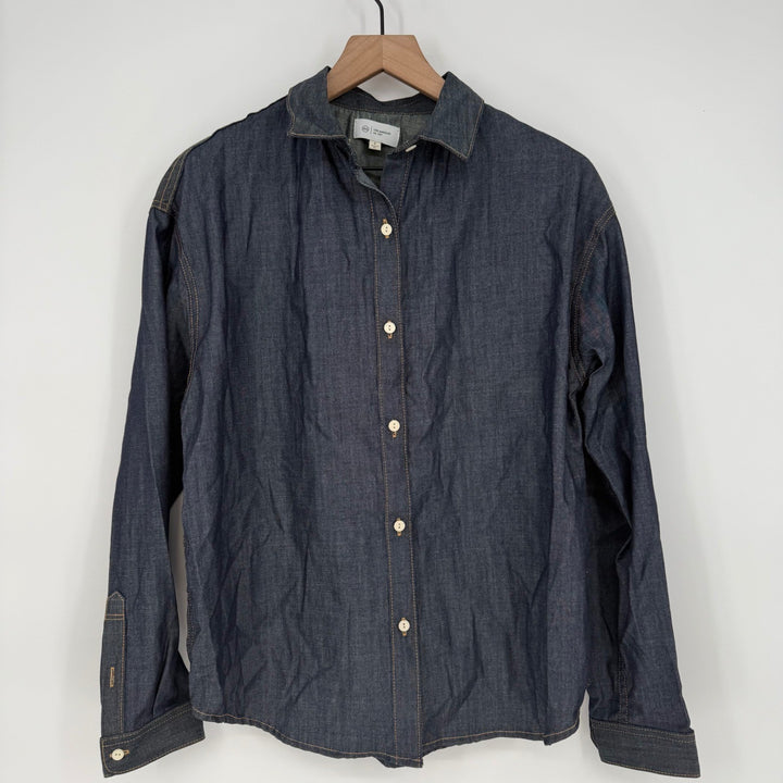 AG Adriano Goldschmied Denim Button Down Shirt Dark Wash Long Sleeve Size S