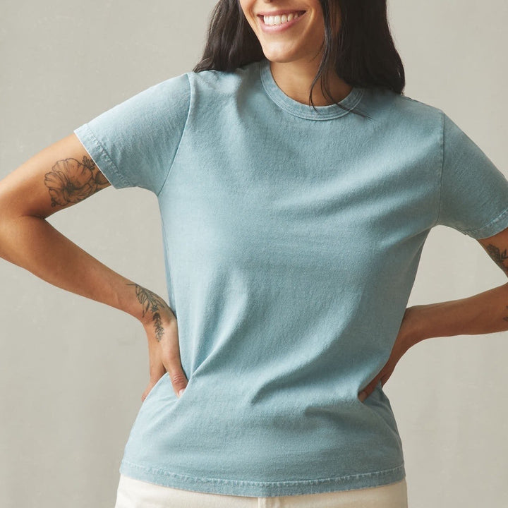 American Giant Teal Washed Cotton Crew Neck T Shirt Size XS Made in USA