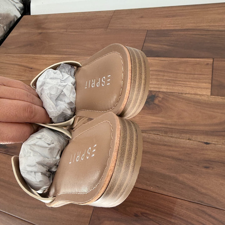 Esprit Sandals Womens Size 7.5 M Off White Leather Leona Slide Casual Slip On