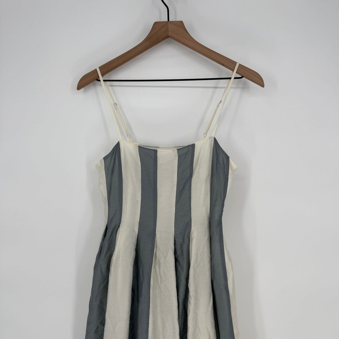 Madewell Pleated Midi Dress Linen Blend Overcast Size 0