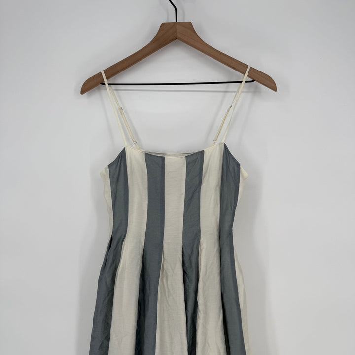 Madewell Pleated Midi Dress Linen Blend Overcast Size 0