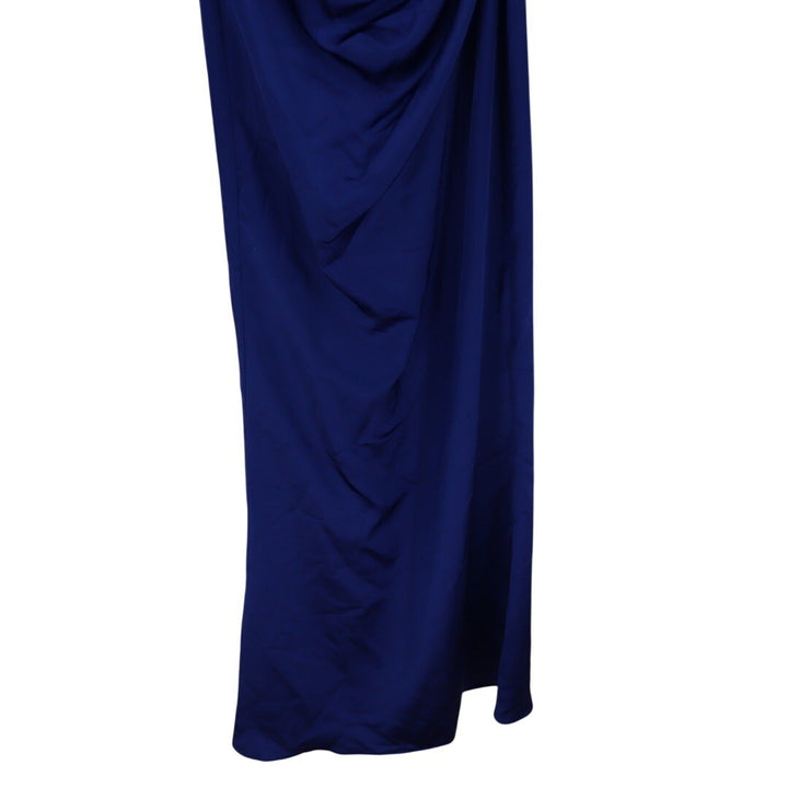 After Six One-Shoulder Cat-Eye Neckline Fit and Flare Satin Maxi Dress Size 4