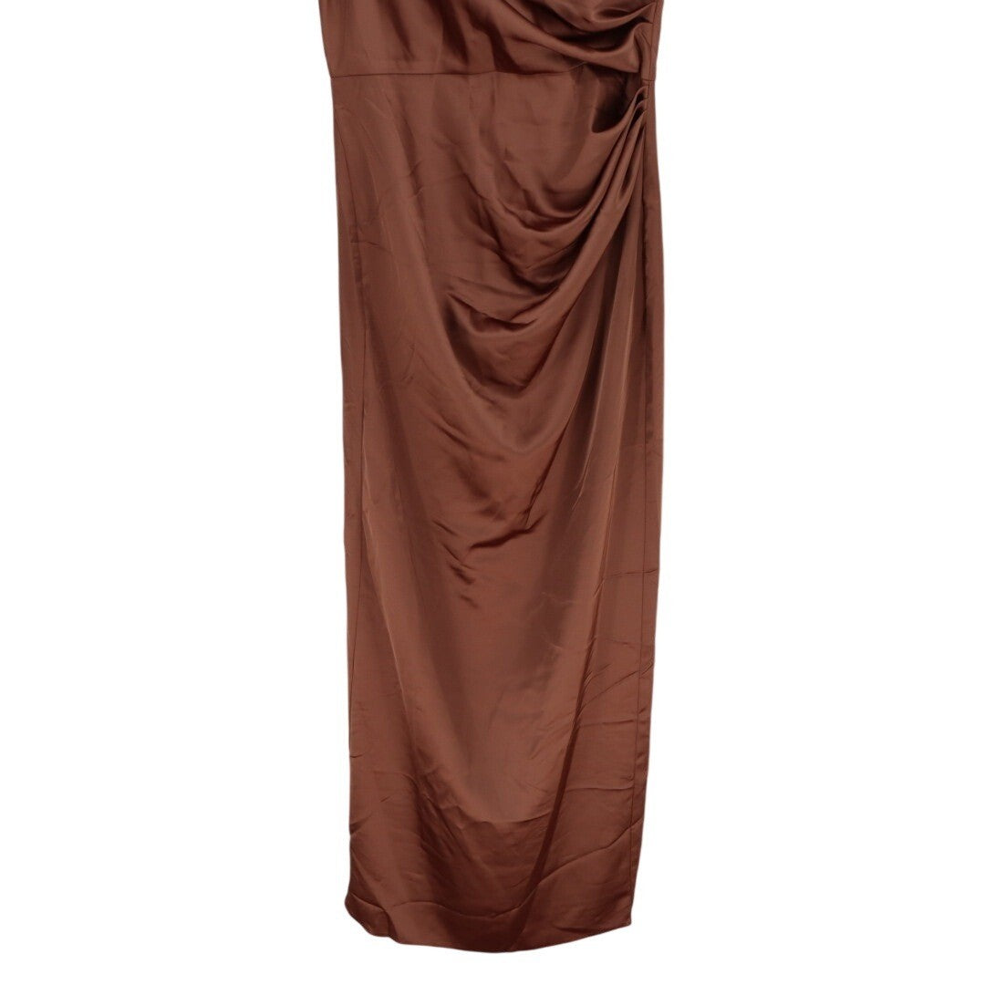 After Six High Neck Sleeveless Cap Shoulder Satin Maxi Dress Size M