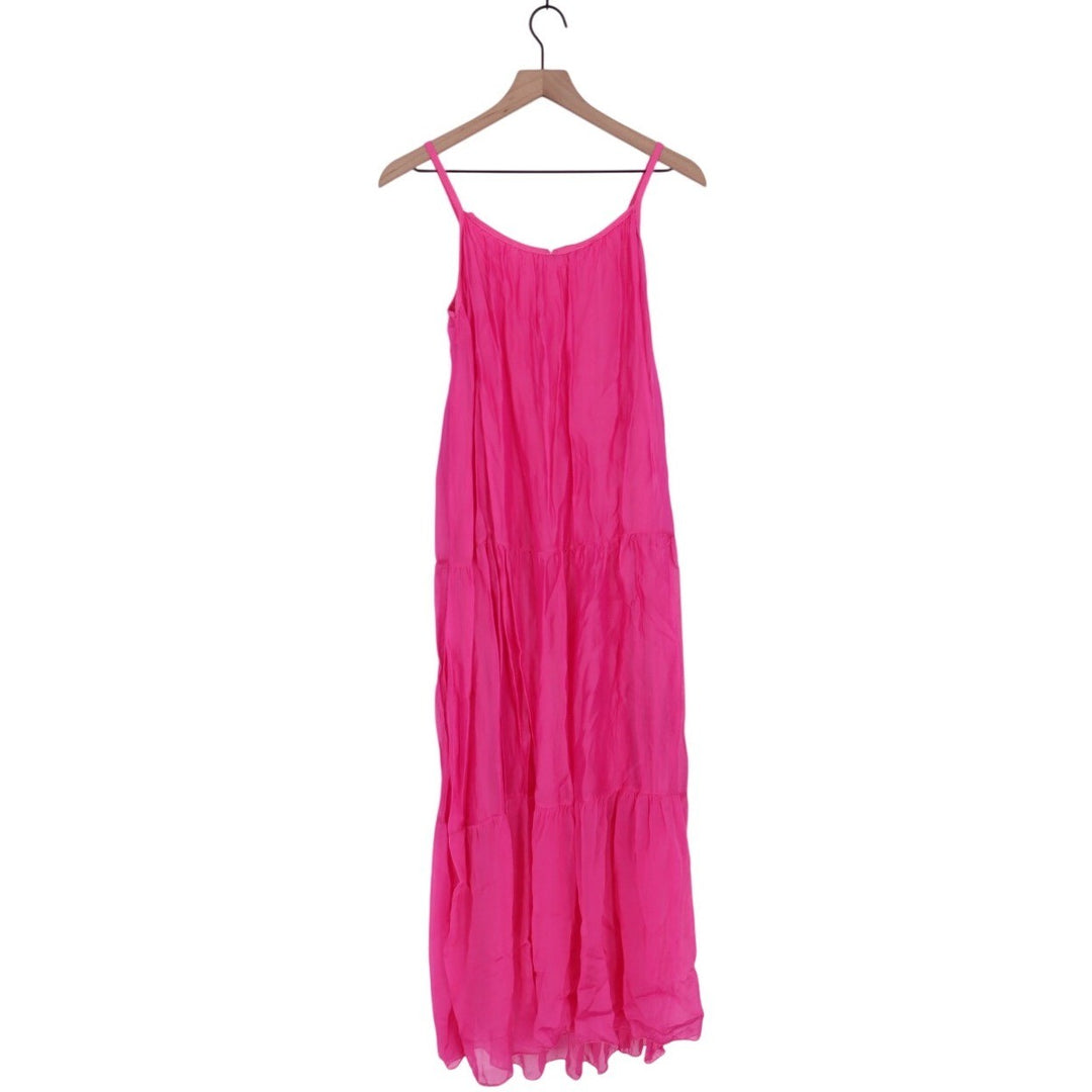 Bellambra Made in Italy Fuchsia Silk Blend Tiered Maxi Dress Size M