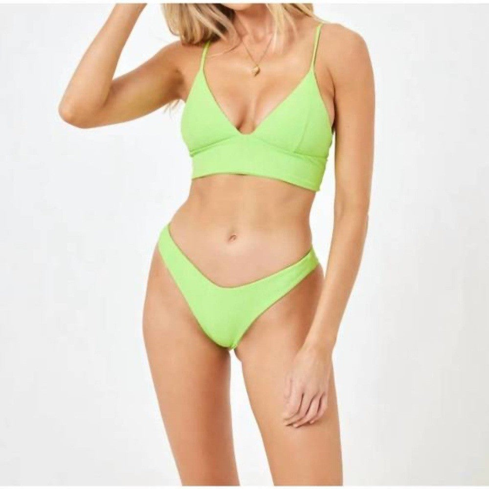 L space Pointelle Rib Winnie Bikini Top Size L