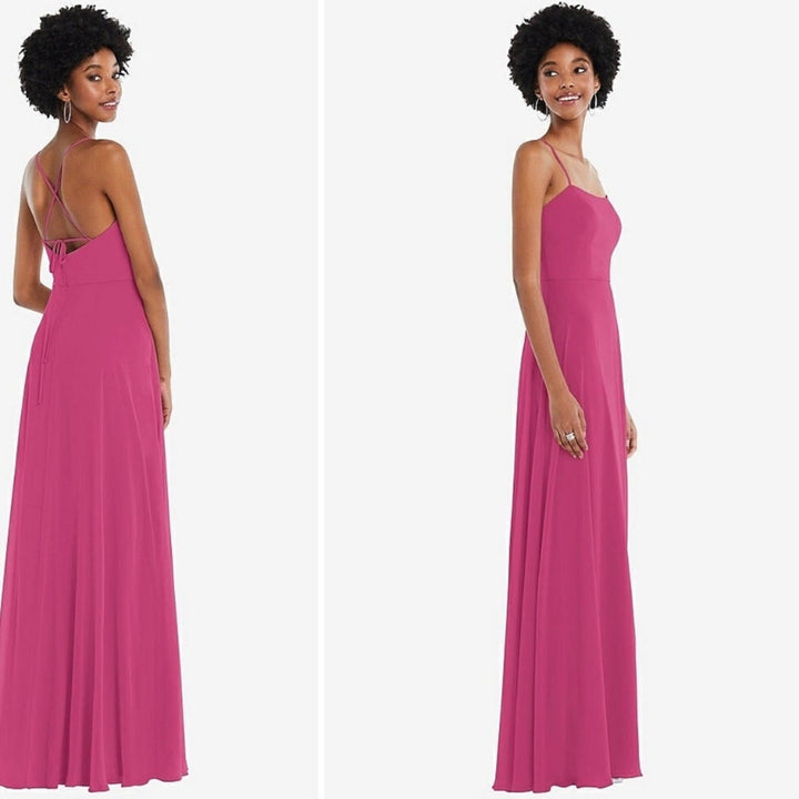 After Six Scoop Neck Convertible Tie-Strap Maxi Dress With Front Slit Size 10