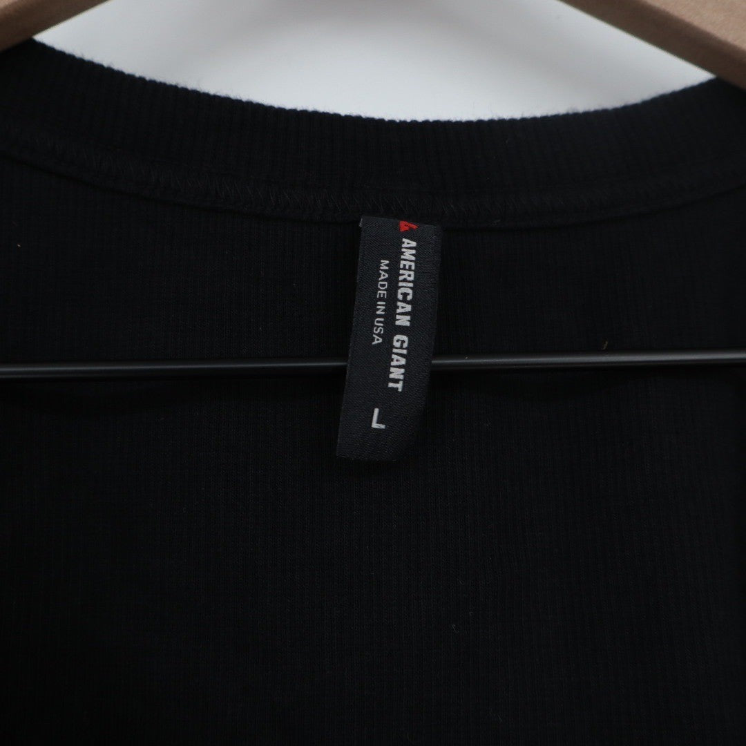 American Giant Classic Rib Tank Top Black Ribbed Cotton Spandex Size L Made USA