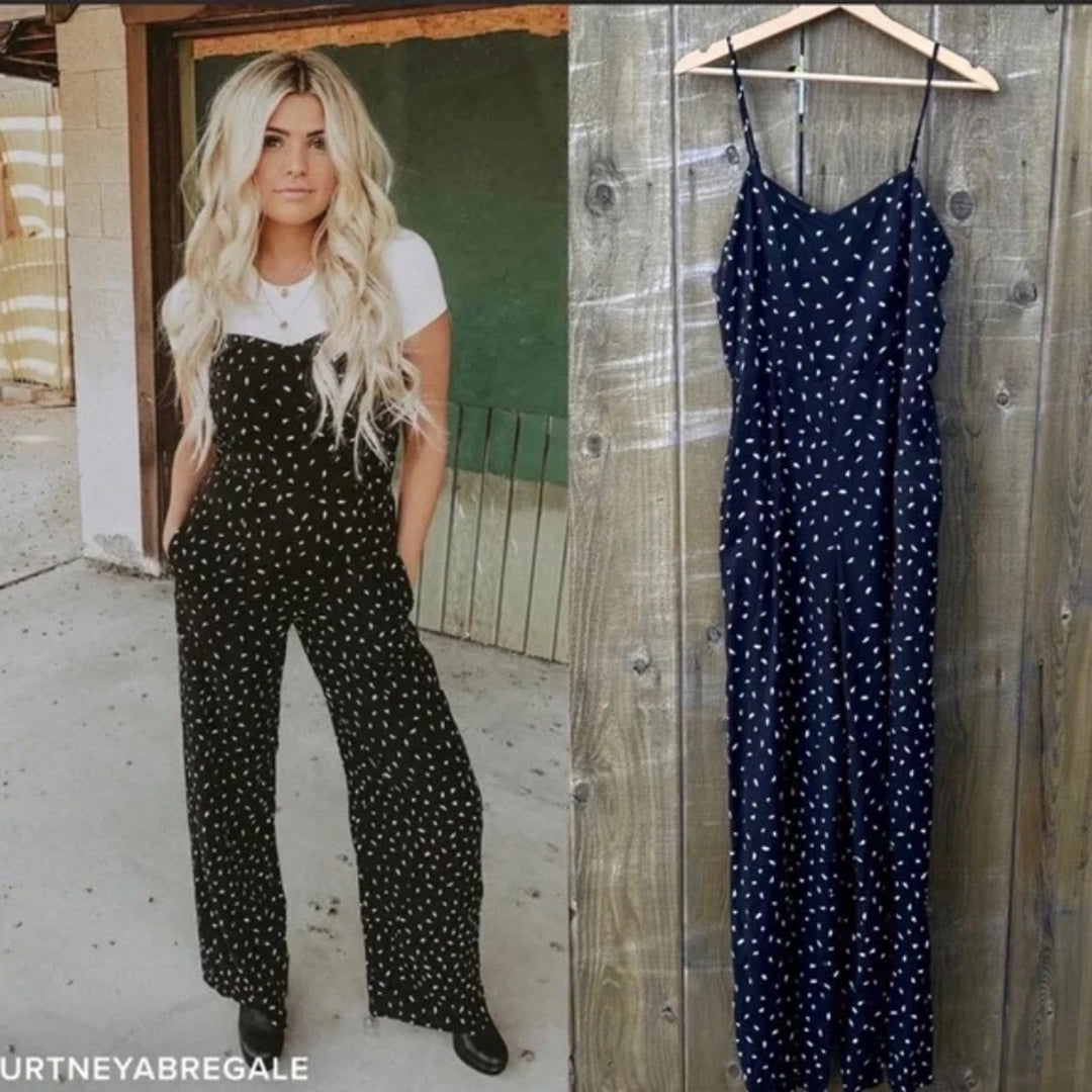 Lulus In Demand Black and White Print Sleeveless Wide-Leg Jumpsuit Size XS