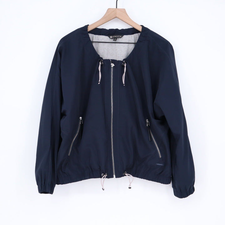 Athleta Navy Blue Full Zip Elastic Windbreaker Jacket Size XL