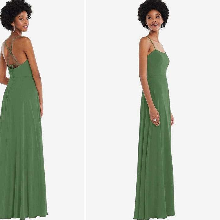 After Six Scoop Neck Convertible Tie Strap Maxi Dress With Front Slit Size 14