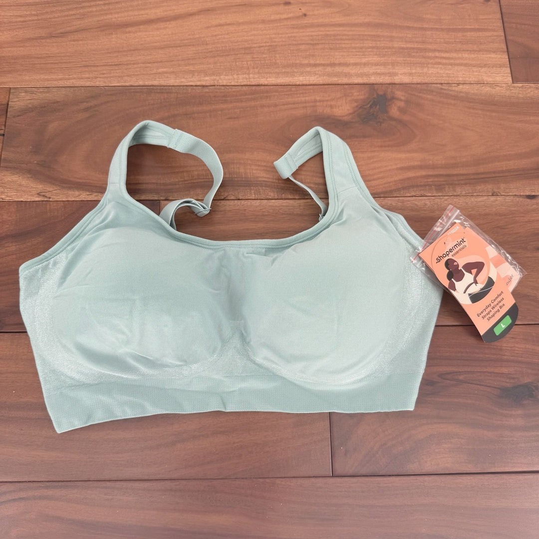 Shapermint Essentials Everyday Comfort Straps Wireless Shaping Bra Light Blue L