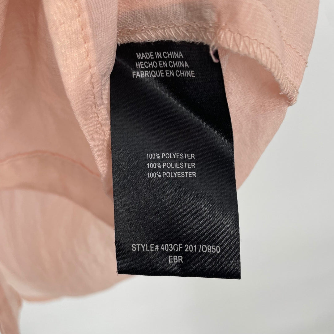 2b Bebe Sheer Peach Button Down Shirt Roll Tab Sleeves Pockets Size S