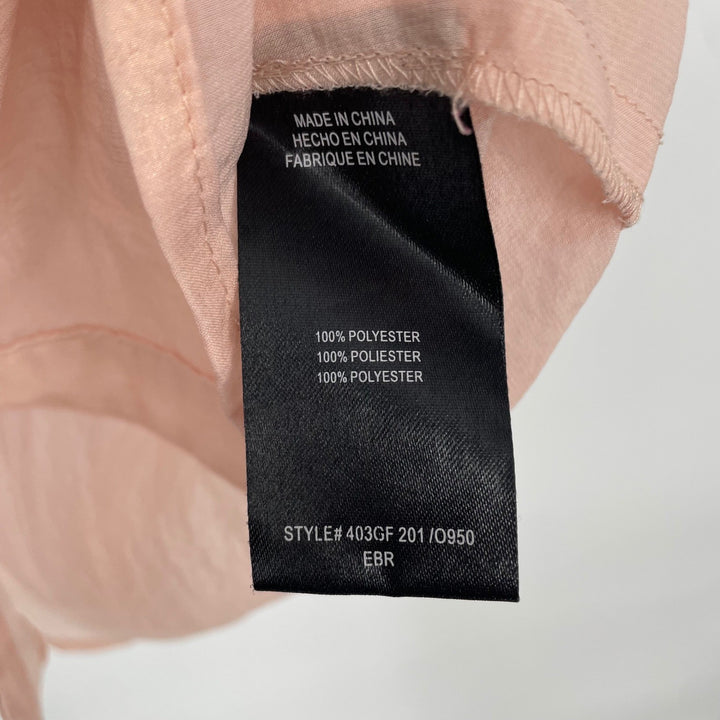 2b Bebe Sheer Peach Button Down Shirt Roll Tab Sleeves Pockets Size S