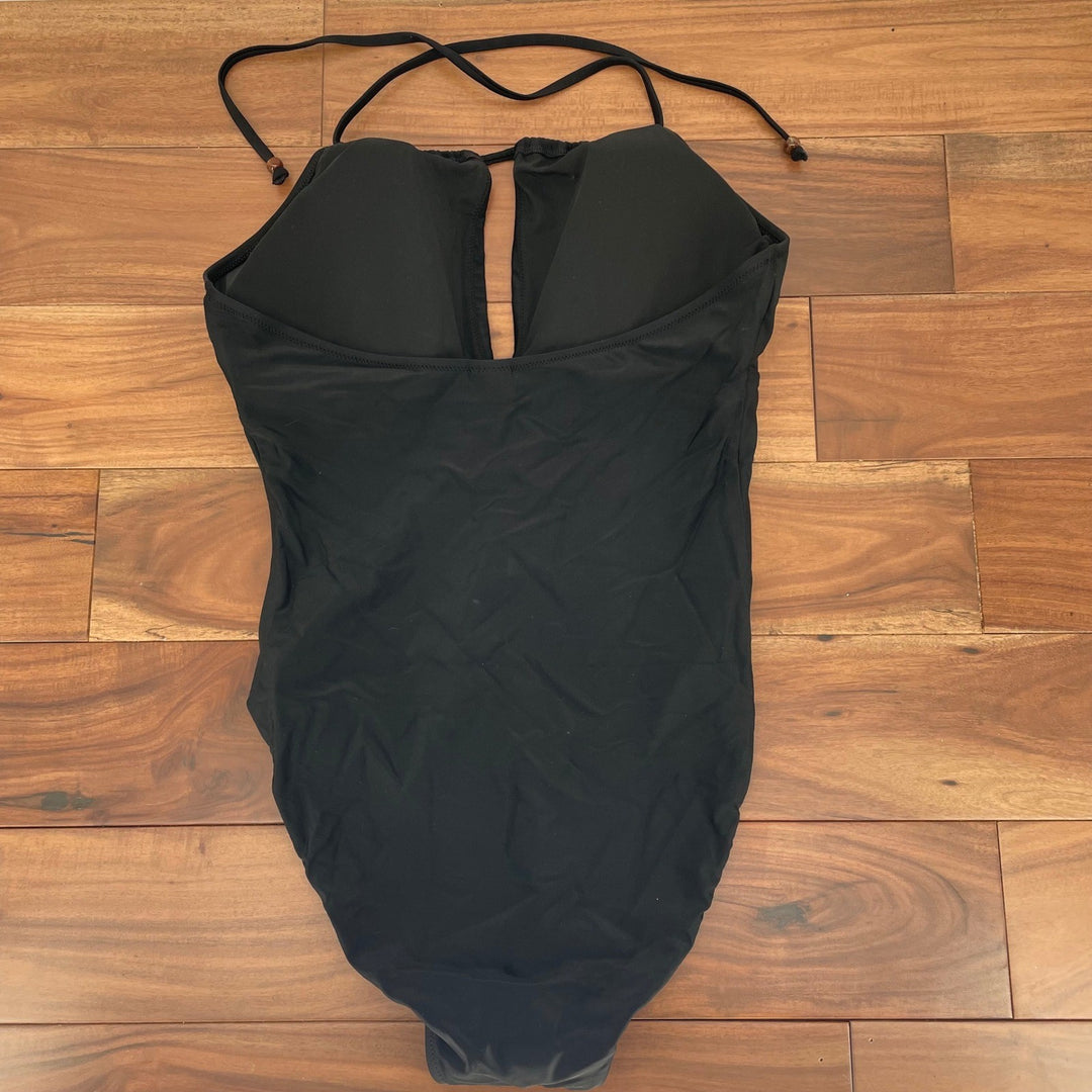 J Crew Black Halter Neck Keyhole One Piece Swimsuit Size L