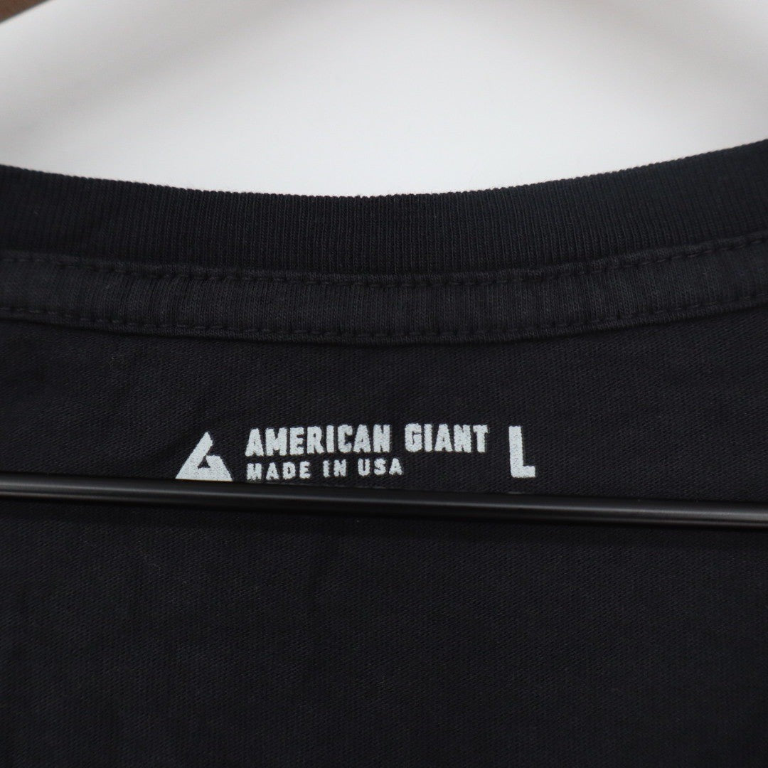 American Giant Classic V Neck T Shirt Black Made in USA Size Large