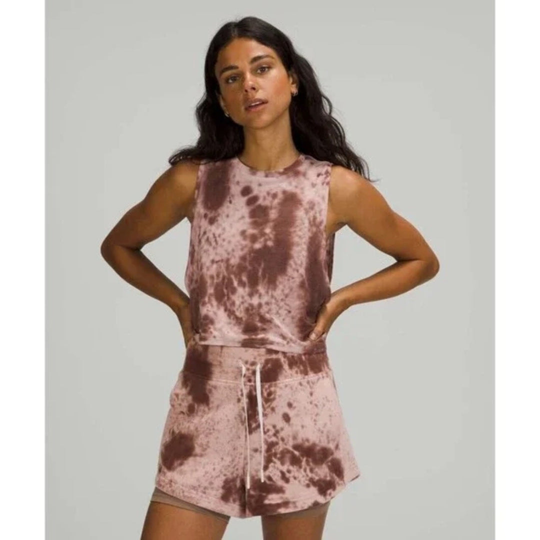 Lululemon Cut Back Crop Tank Top marble Dye Silky French Press Size S 4/6