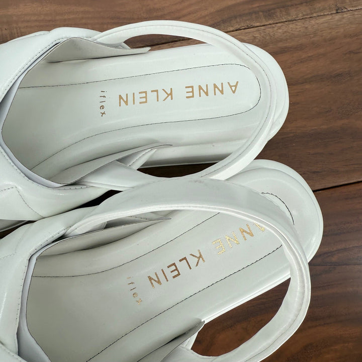 Anne Klein Akartise White Memory Foam Slingback Sandals Women's 8.5M