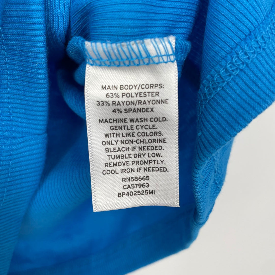 BP Ribbed Tank Top Blue Ruffle Strap Ruched V Neck Size M