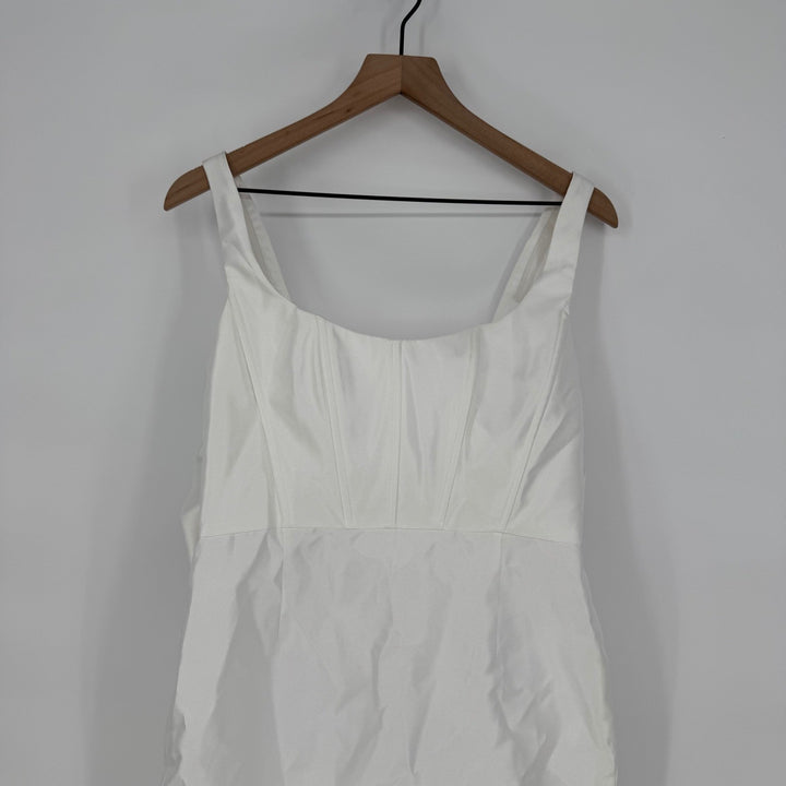 Alfred Dunner Scoop Neck Corset Satin Midi Dress With Floor-Length Bow Tails