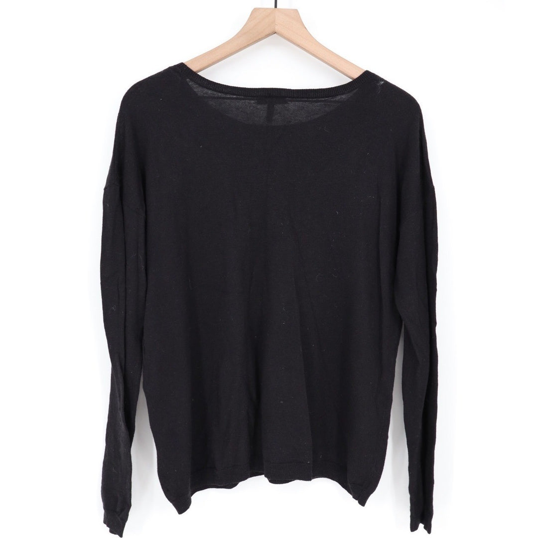 Joie Black Sparkle Sequin Embellished Crew Neck Sweater Size L