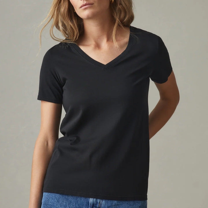 American Giant Classic V Neck T Shirt Black Made in USA Size Small