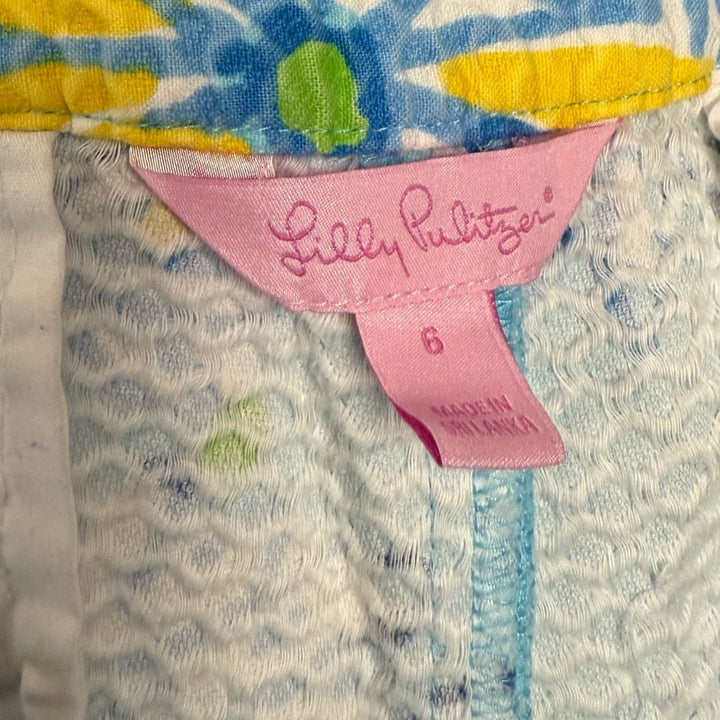 Lilly Pulitzer Waffle Breakwater Daisy Adie Blue Floral Shorts Size 6