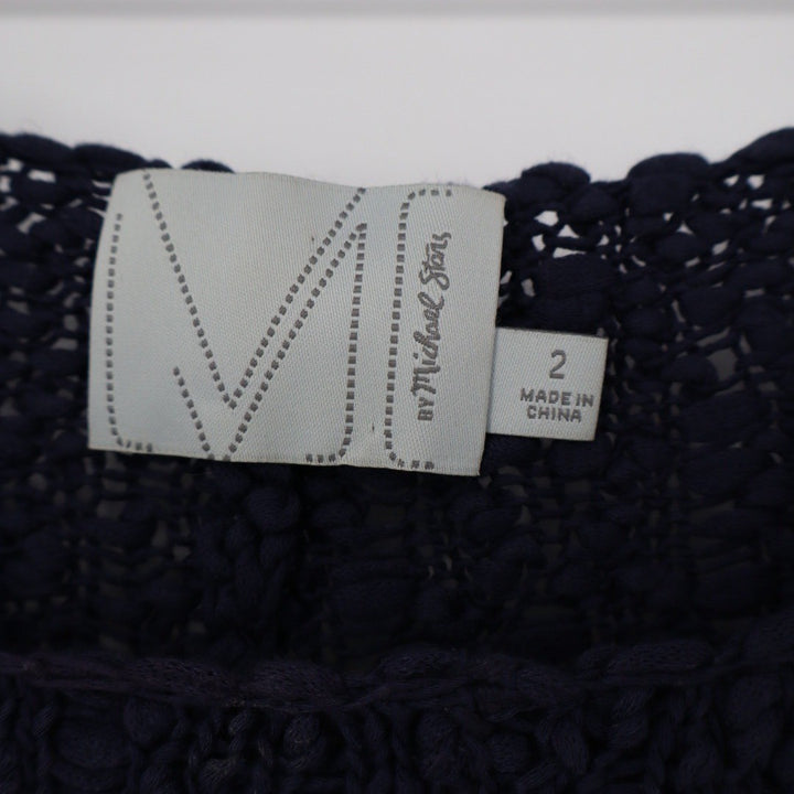 Michael Stars Navy Blue Textured Knit Short Sleeve Top Size 2