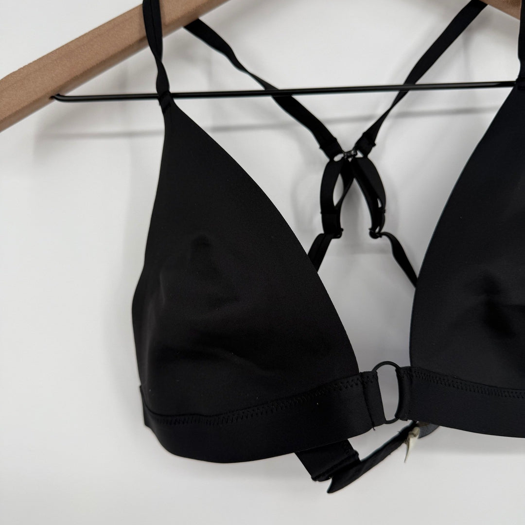 Free People Black Criss Cross Ring Detail Triangle Bralette Top