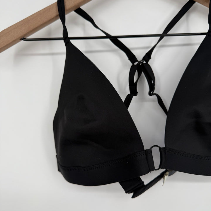 Free People Black Criss Cross Ring Detail Triangle Bralette Top