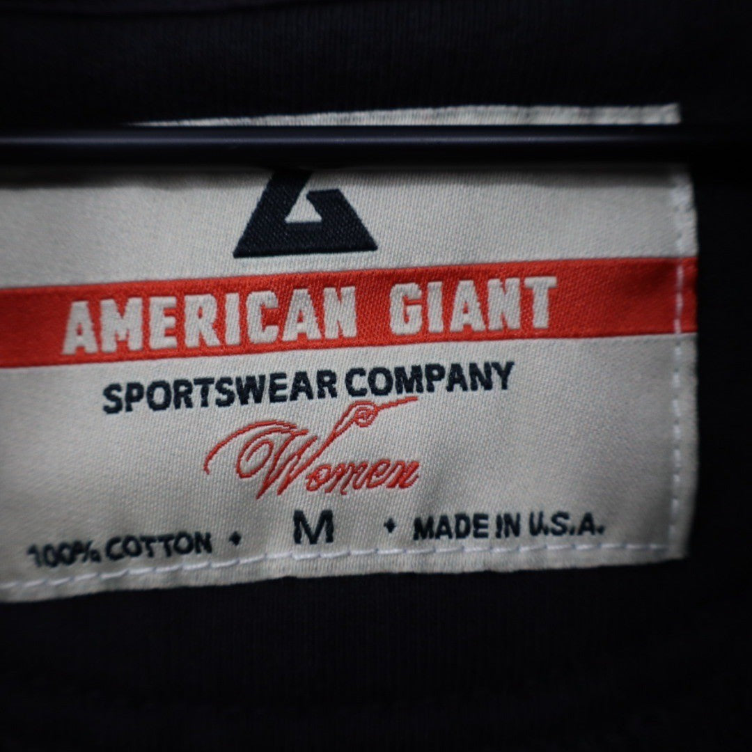 American Giant Womens Black Full Zip Hoodie USA Graphic Fleece Lined Size M